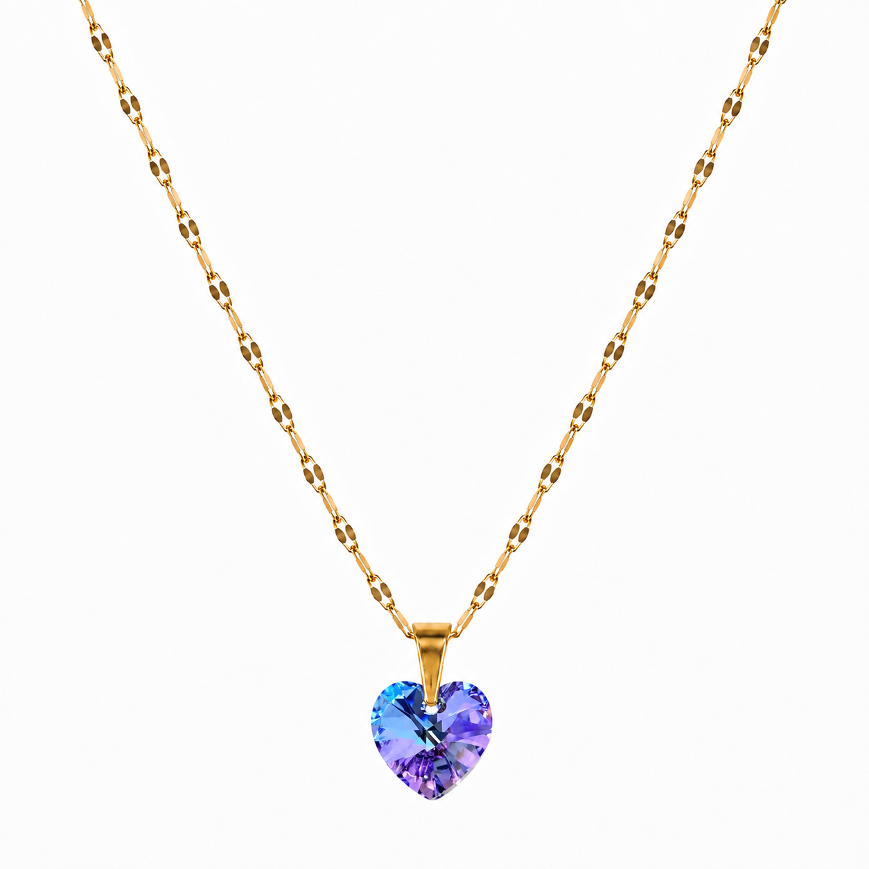 Collar corazon cristal 10mm austriaco enchapado en oro 18k