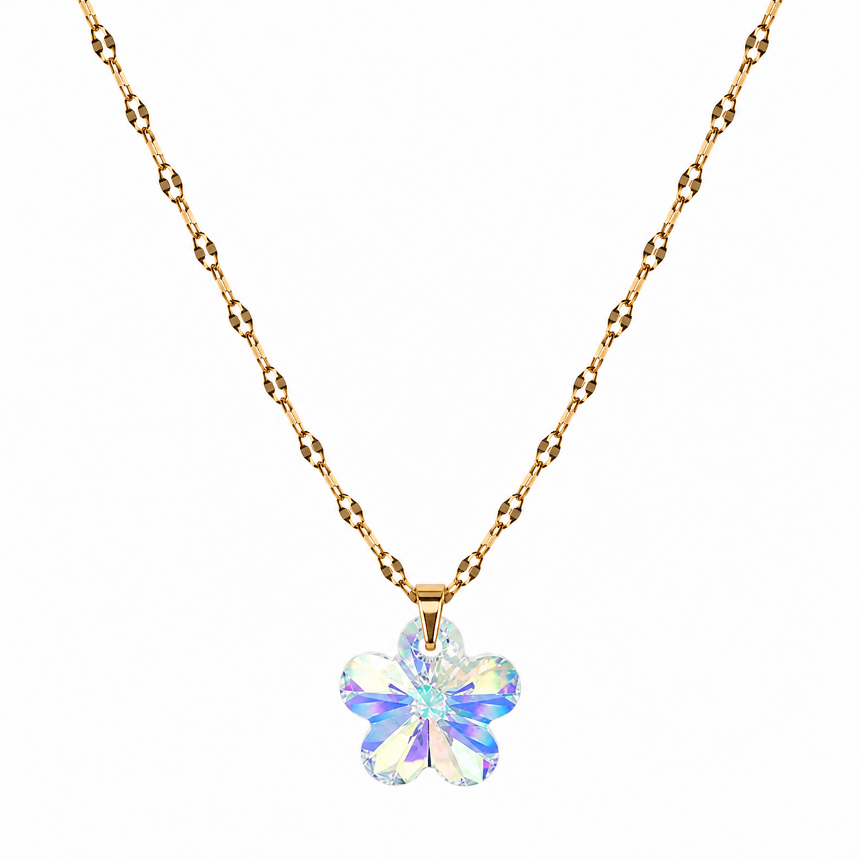 Collar Gran Flor de cristal enchapado en oro 18k