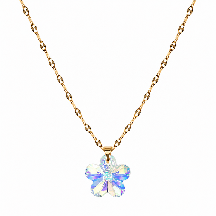 Collar Gran Flor de cristal enchapado en oro 18k
