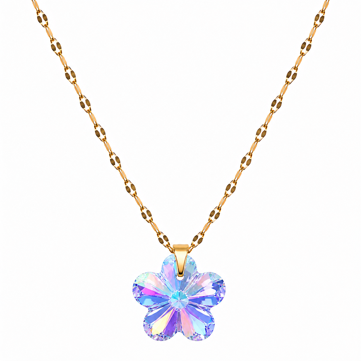 Collar Gran Flor de cristal enchapado en oro 18k