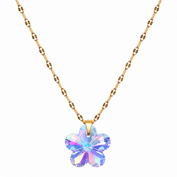 Collar Gran Flor de cristal enchapado en oro 18k