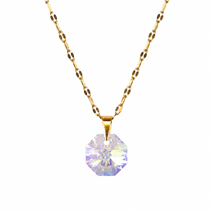 Collar cristal Octagon enchapado en oro 18k