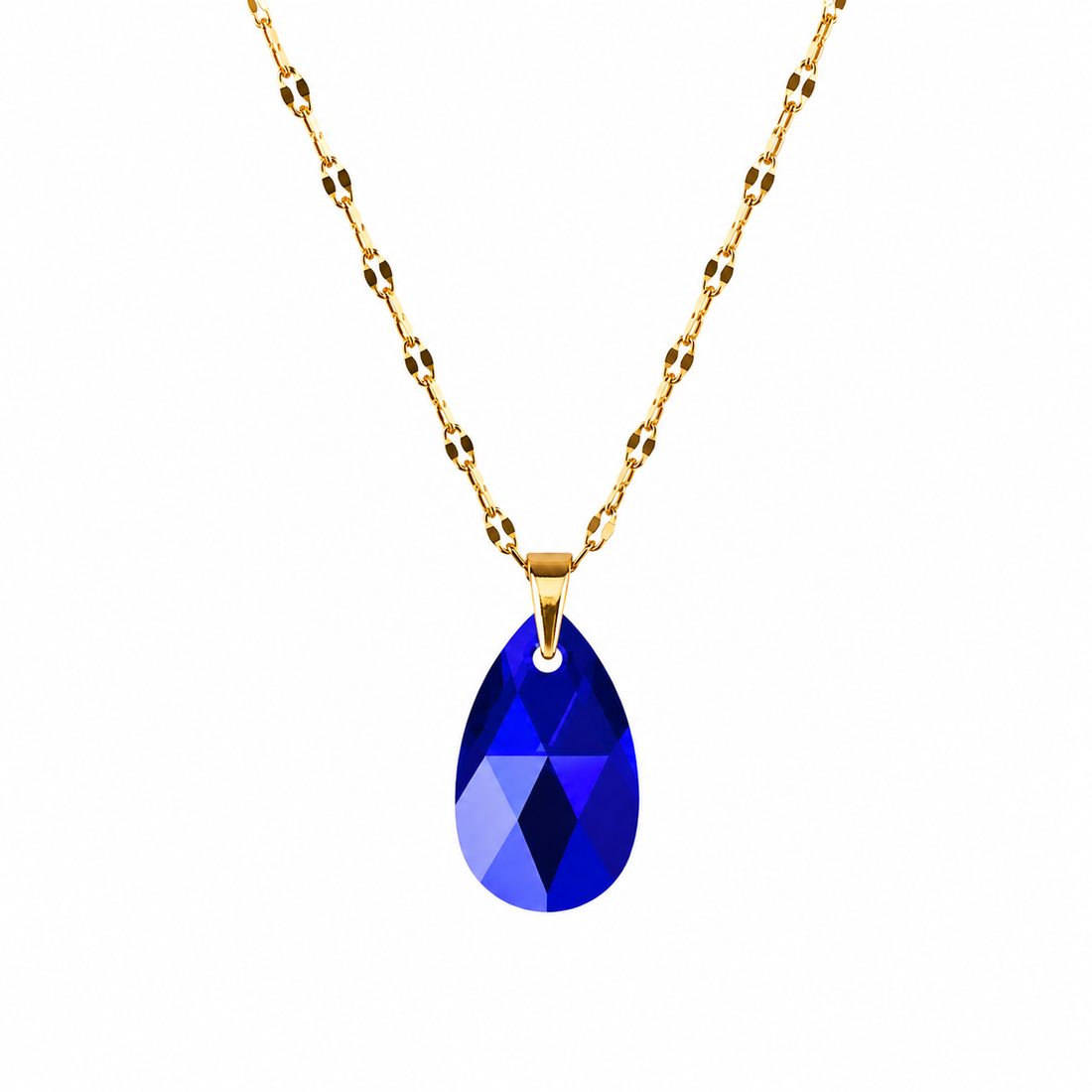 Collar gota cristal pear enchapado en oro 18k