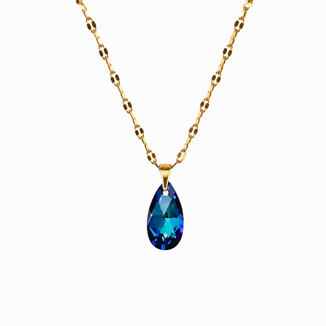 Collar gota cristal pear enchapado en oro 18k
