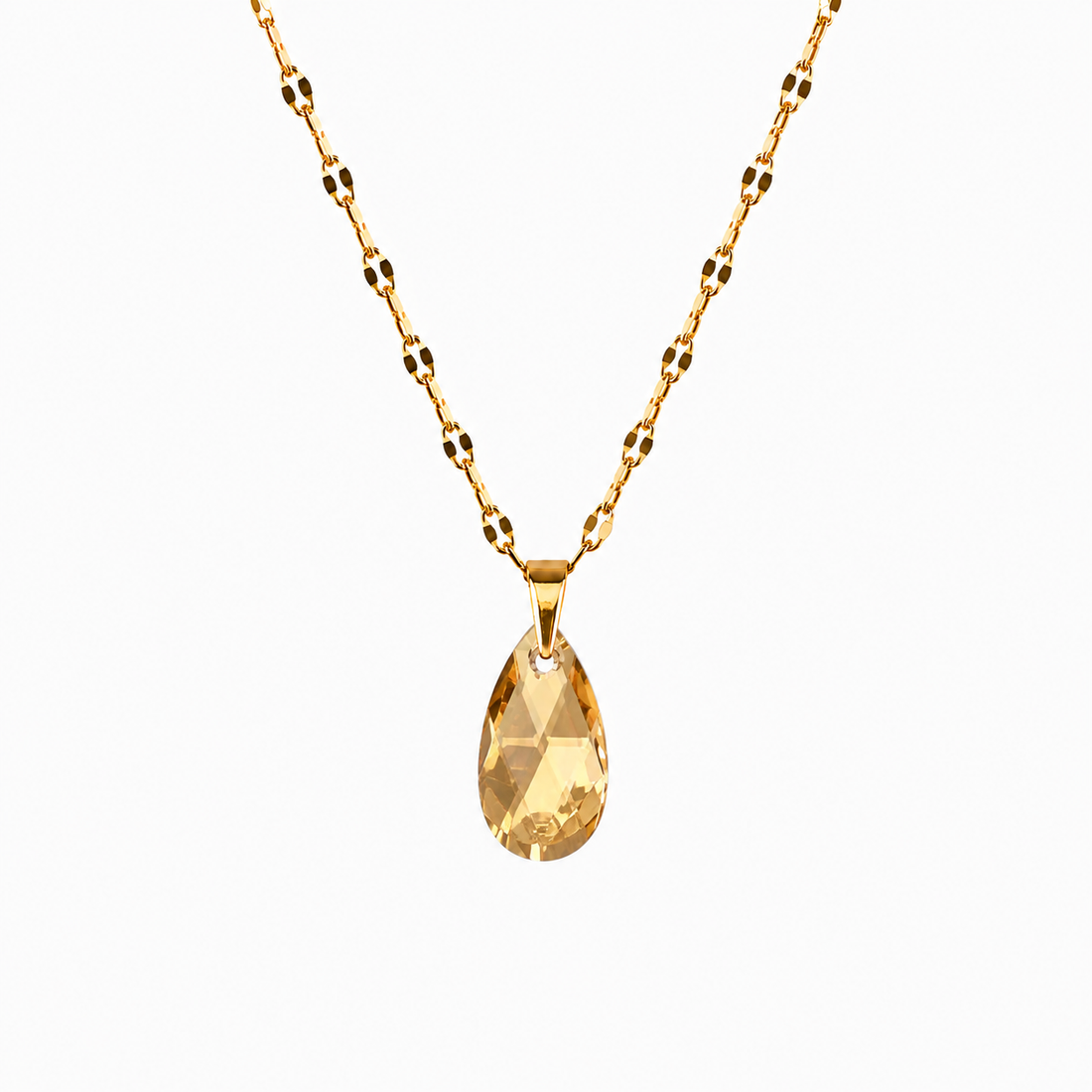 Collar gota cristal pear enchapado en oro 18k