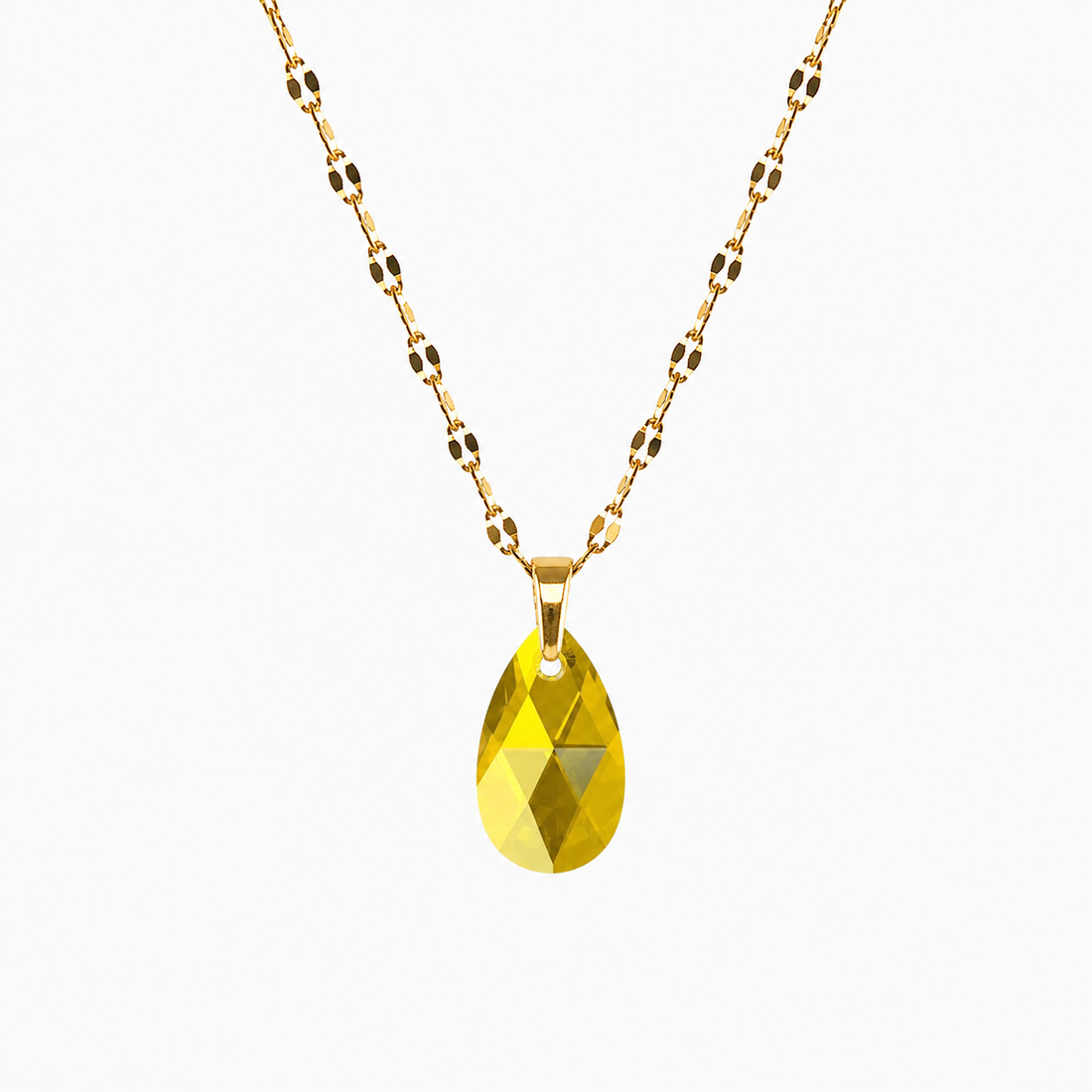 Collar gota cristal pear enchapado en oro 18k