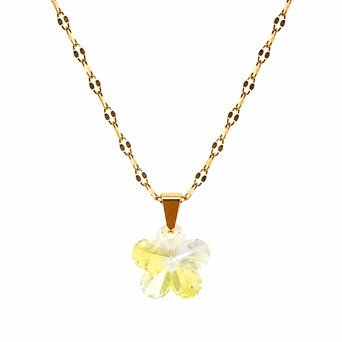 Collar flor de cristal enchapado en oro 18k