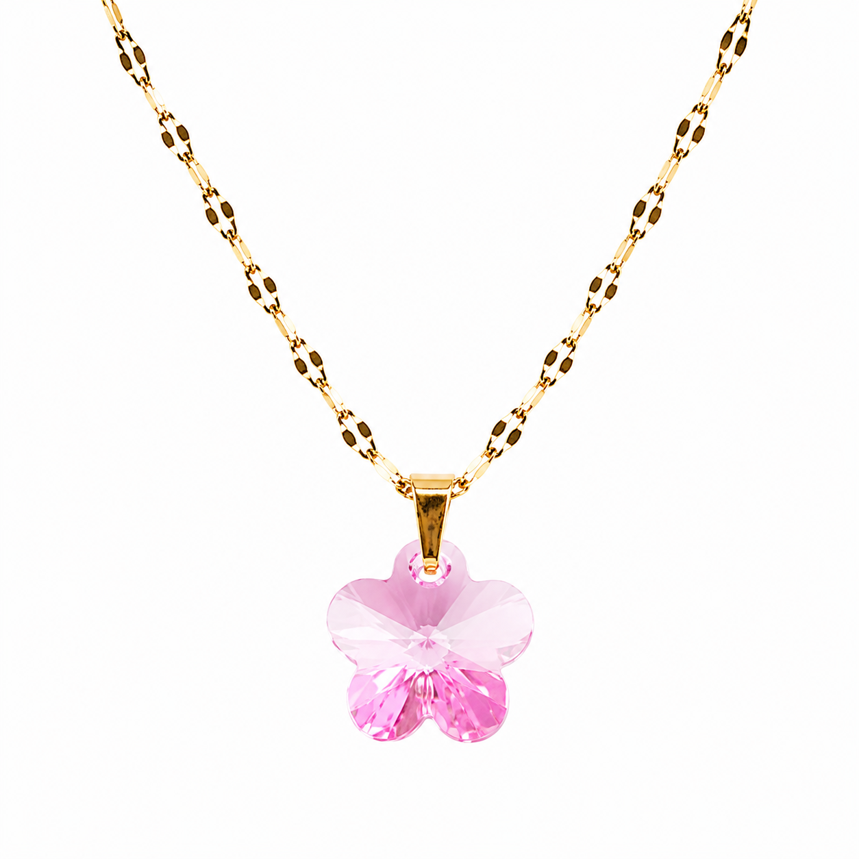 Collar flor de cristal enchapado en oro 18k