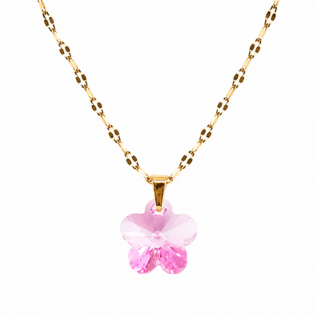 Collar flor de cristal enchapado en oro 18k
