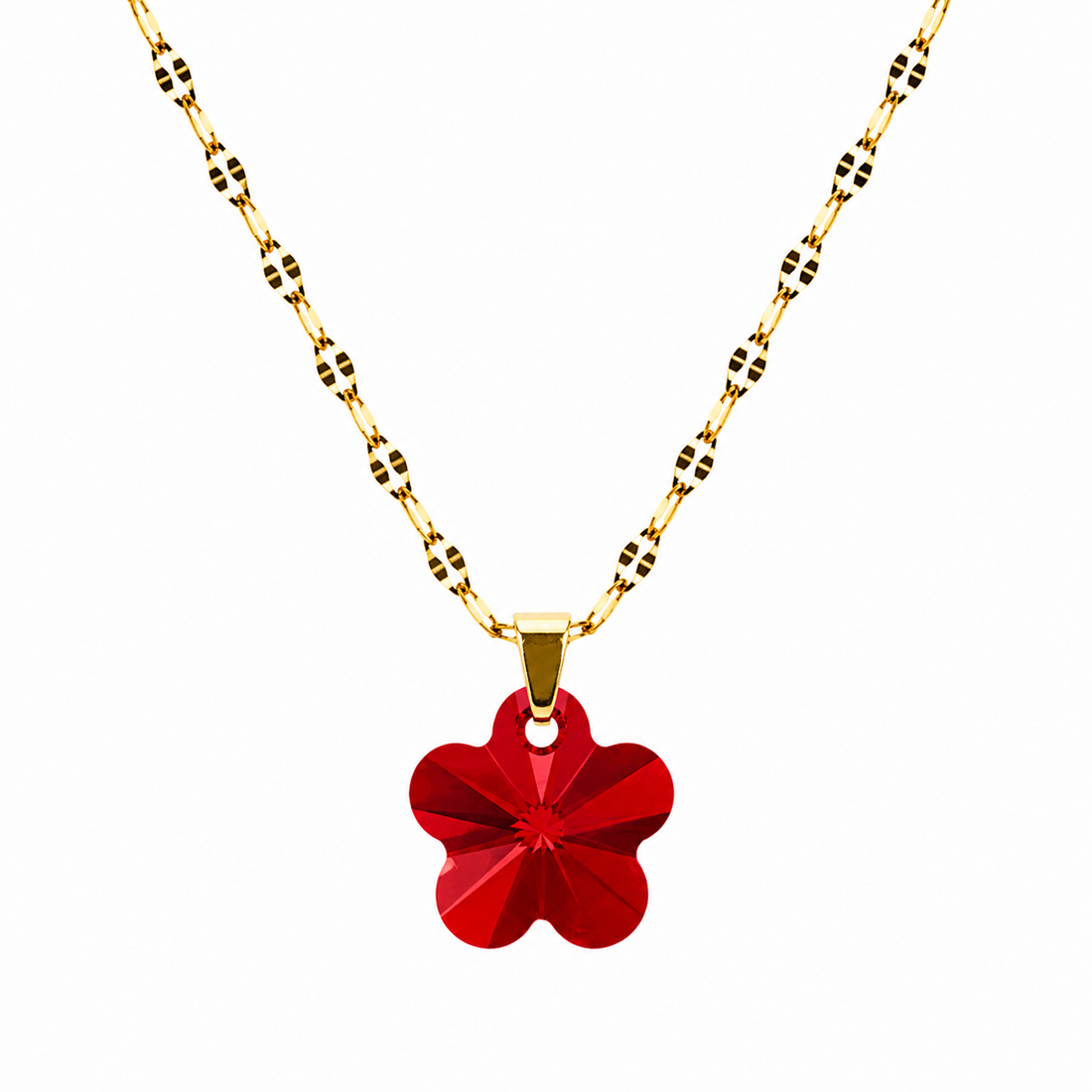 Collar flor de cristal enchapado en oro 18k