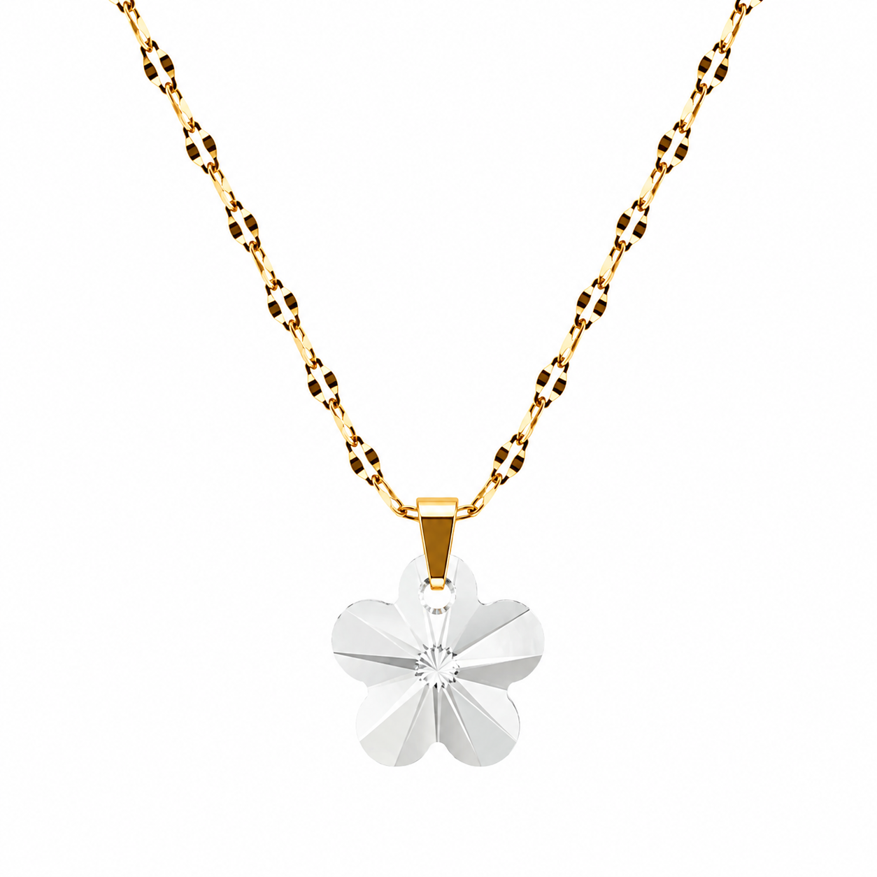 Collar flor de cristal enchapado en oro 18k
