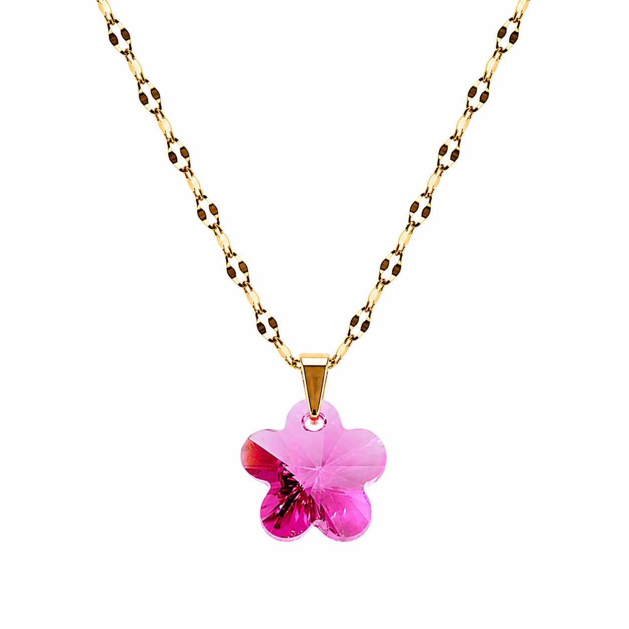 Collar flor de cristal enchapado en oro 18k