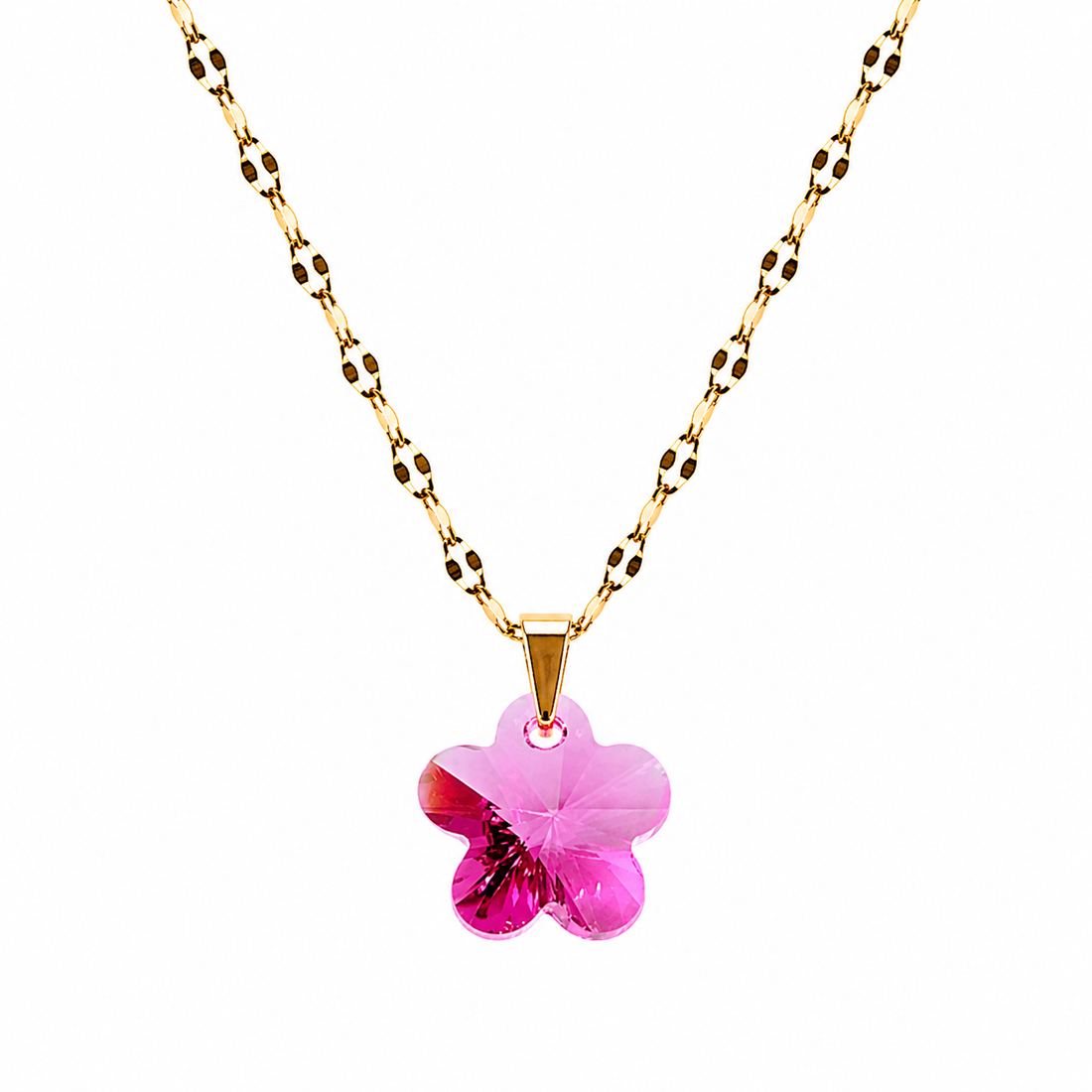Collar flor de cristal enchapado en oro 18k