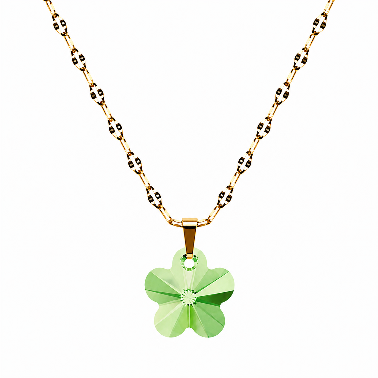 Collar flor de cristal enchapado en oro 18k