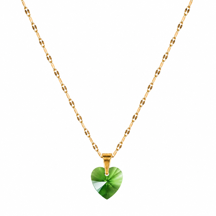 Collar corazon cristal 10mm austriaco enchapado en oro 18k