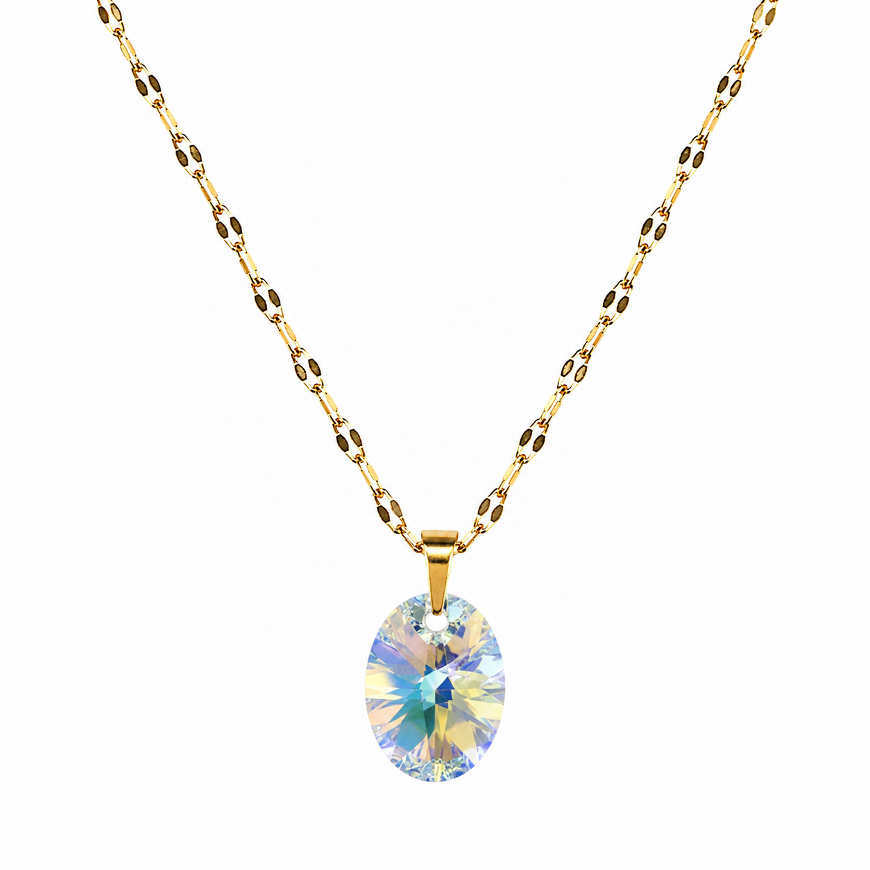 Collar cristal Oval 12mm Enchapado en oro 18k