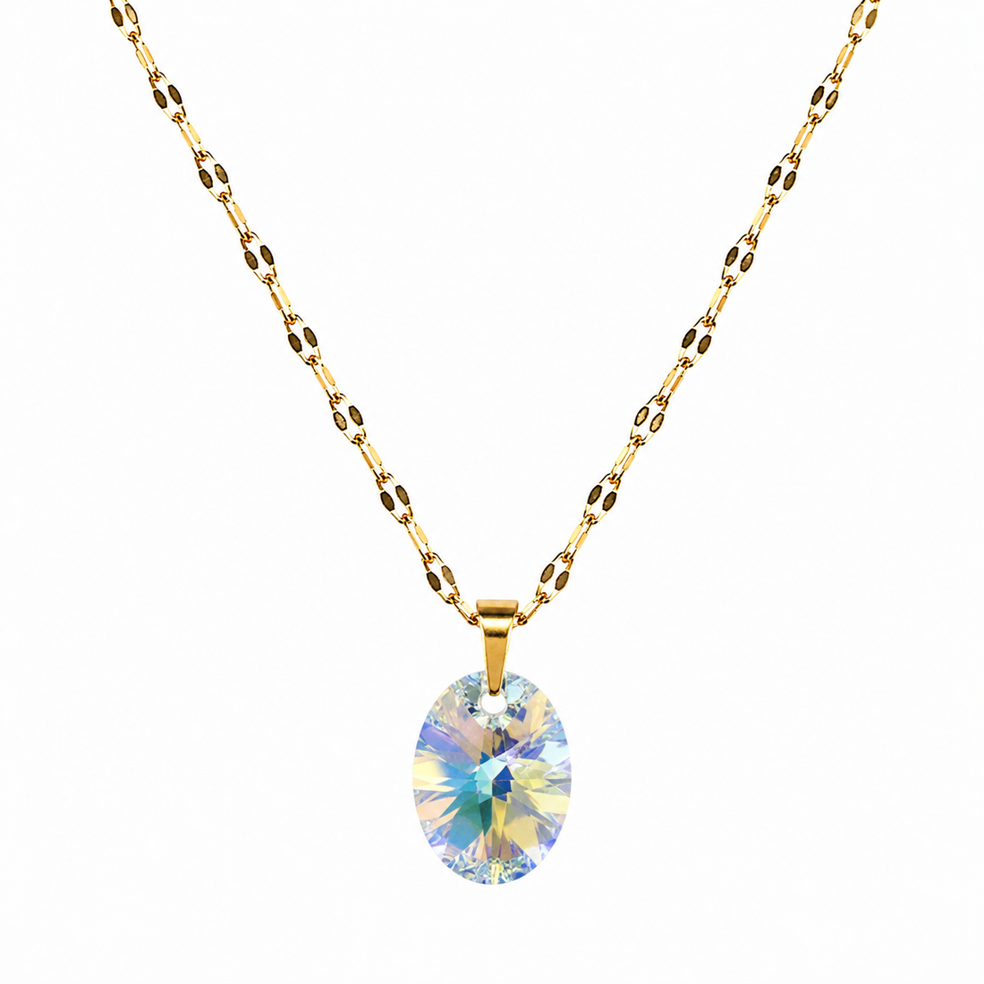 Collar cristal Oval 12mm Enchapado en oro 18k