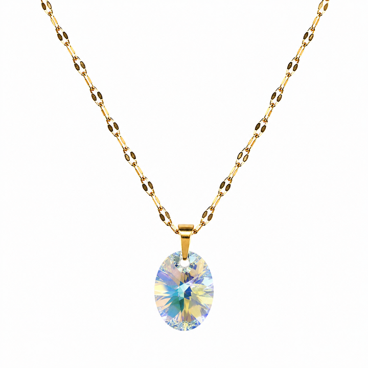 Collar cristal Oval 12mm Enchapado en oro 18k