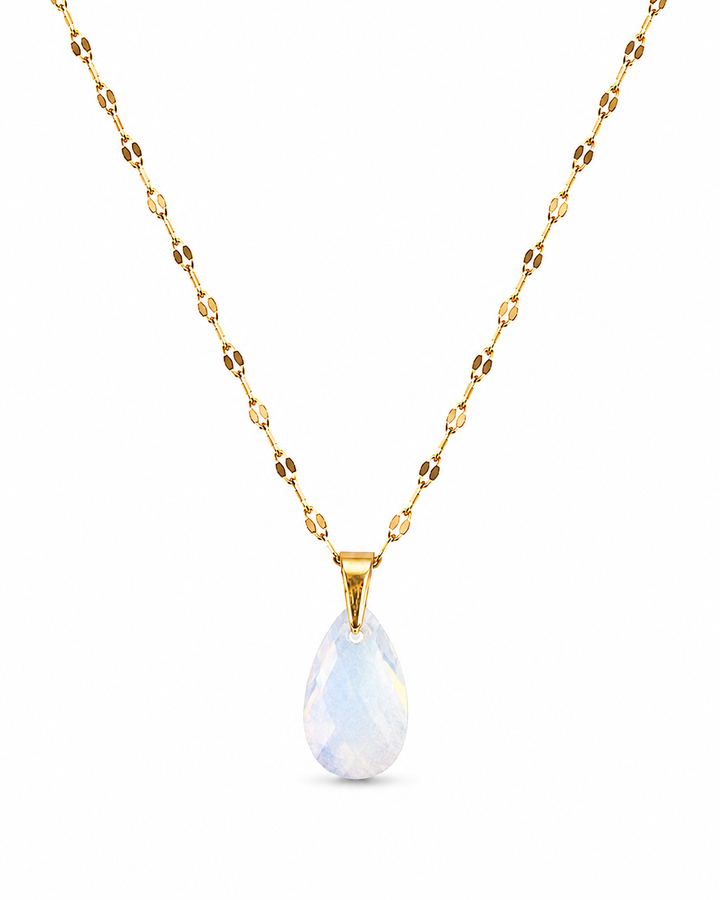 Collar gota cristal pear enchapado en oro 18k
