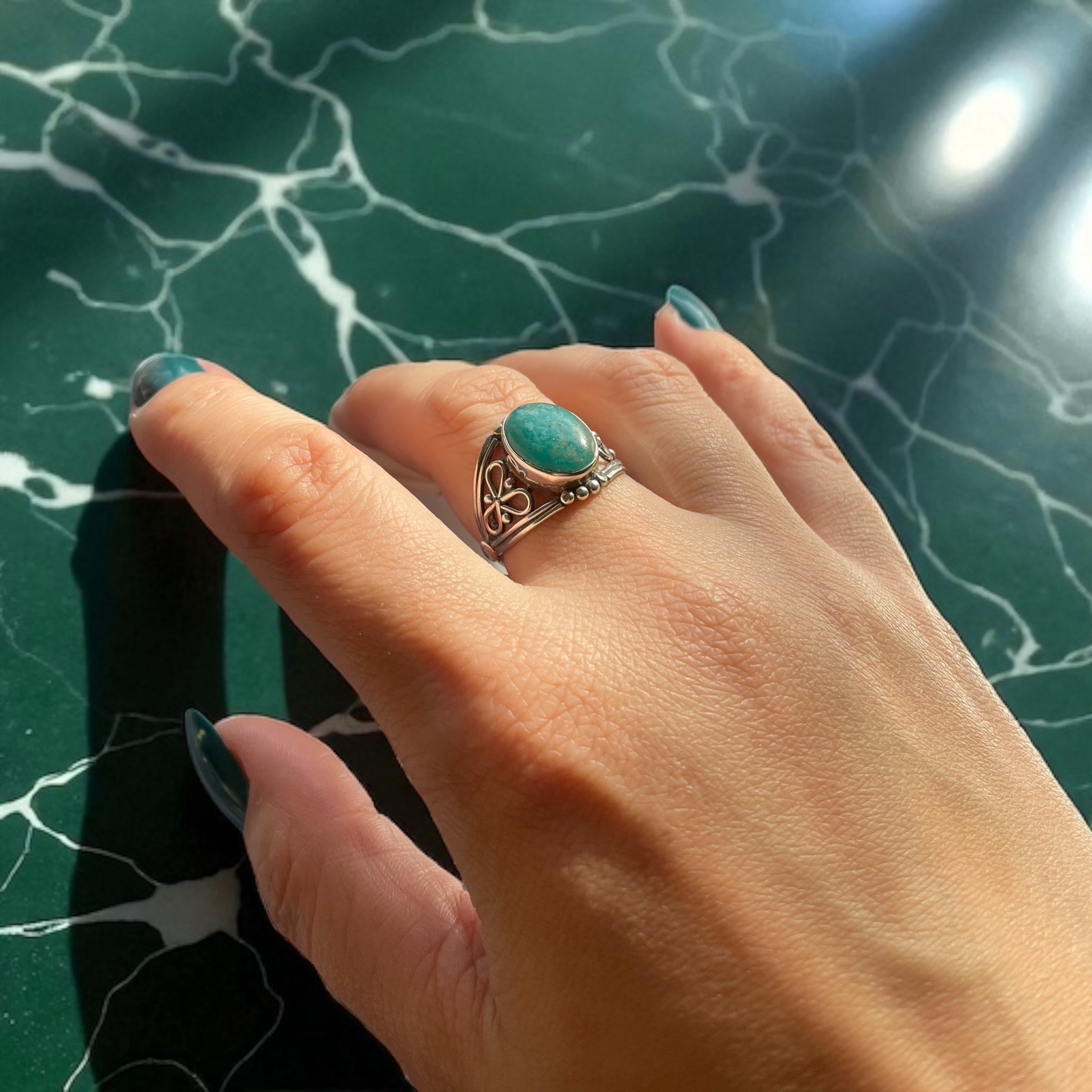 Anillo Amazonita Paraiba Plata 925 - Lily