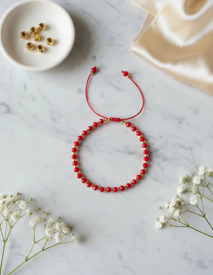 Pulsera hilo rojo cristales japoneses