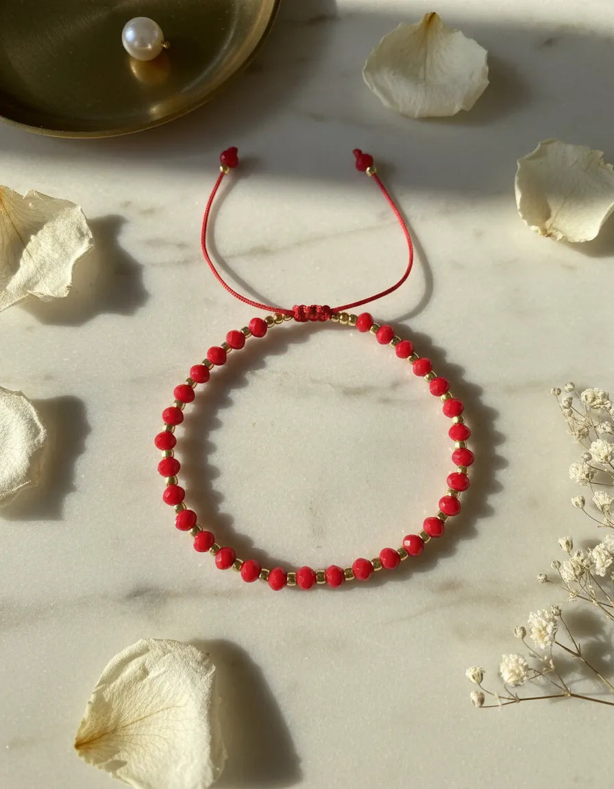 Pulsera hilo rojo cristales japoneses