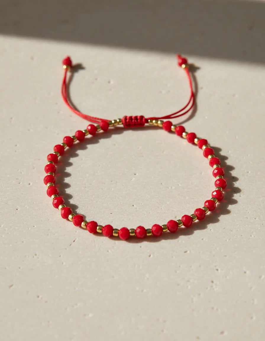 Pulsera hilo rojo cristales japoneses