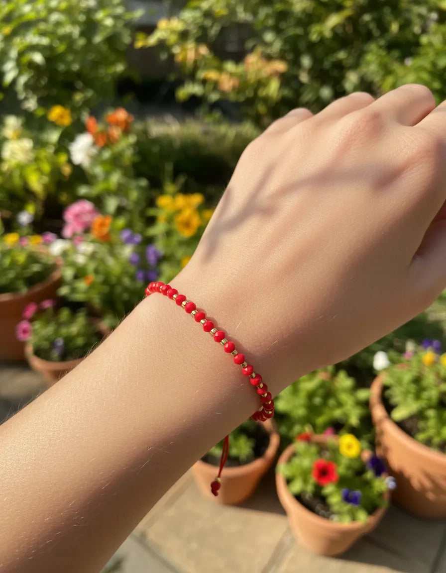Pulsera hilo rojo cristales japoneses