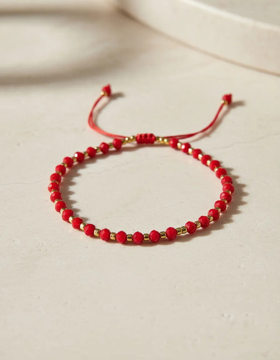 Pulsera hilo rojo cristales japoneses