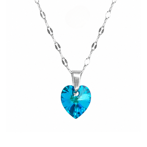 Collar de Cristal Titanic Azul enchapado en oro blanco