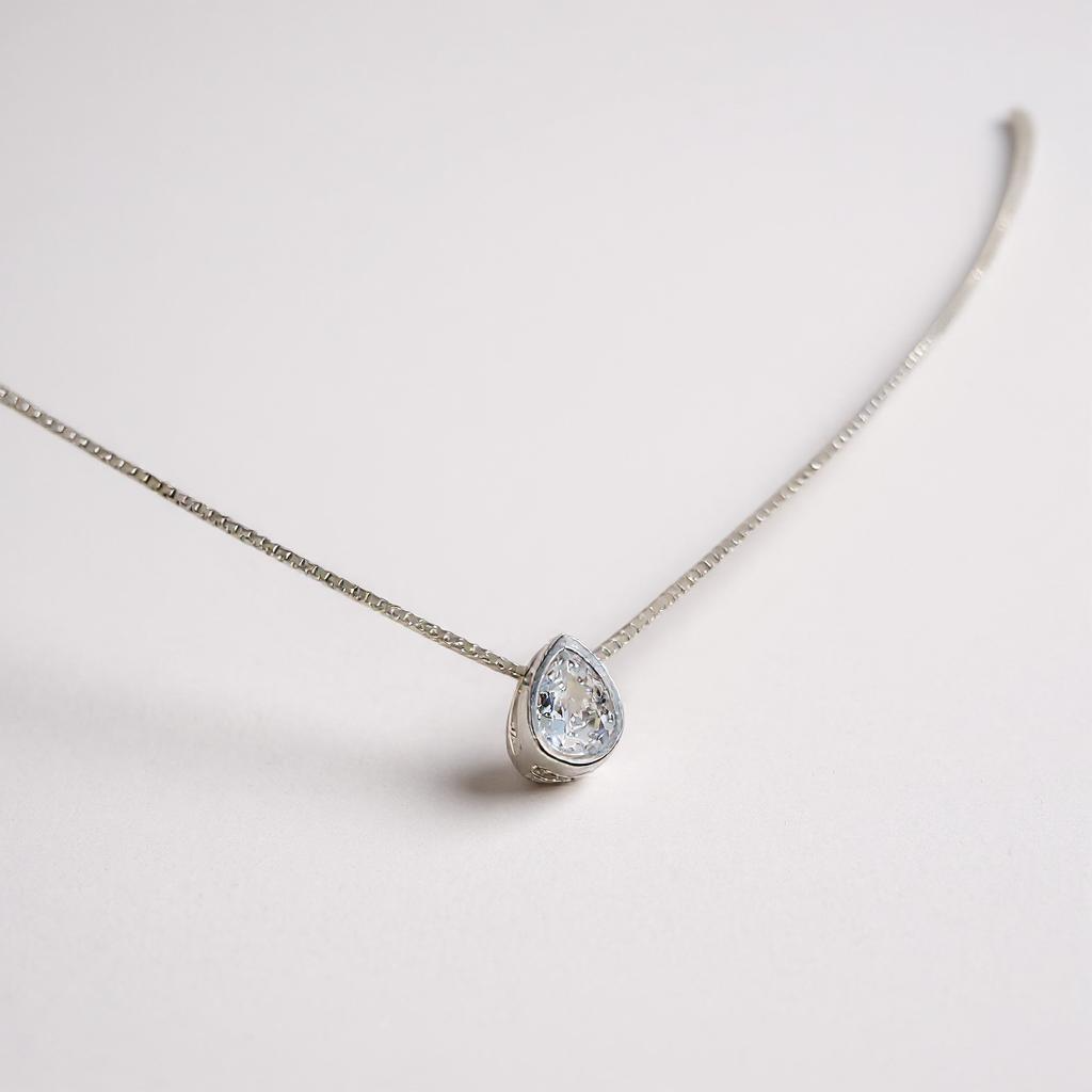 Collar Punto De Luz Swarovski Teardrop Plata 925 - Made In Italy