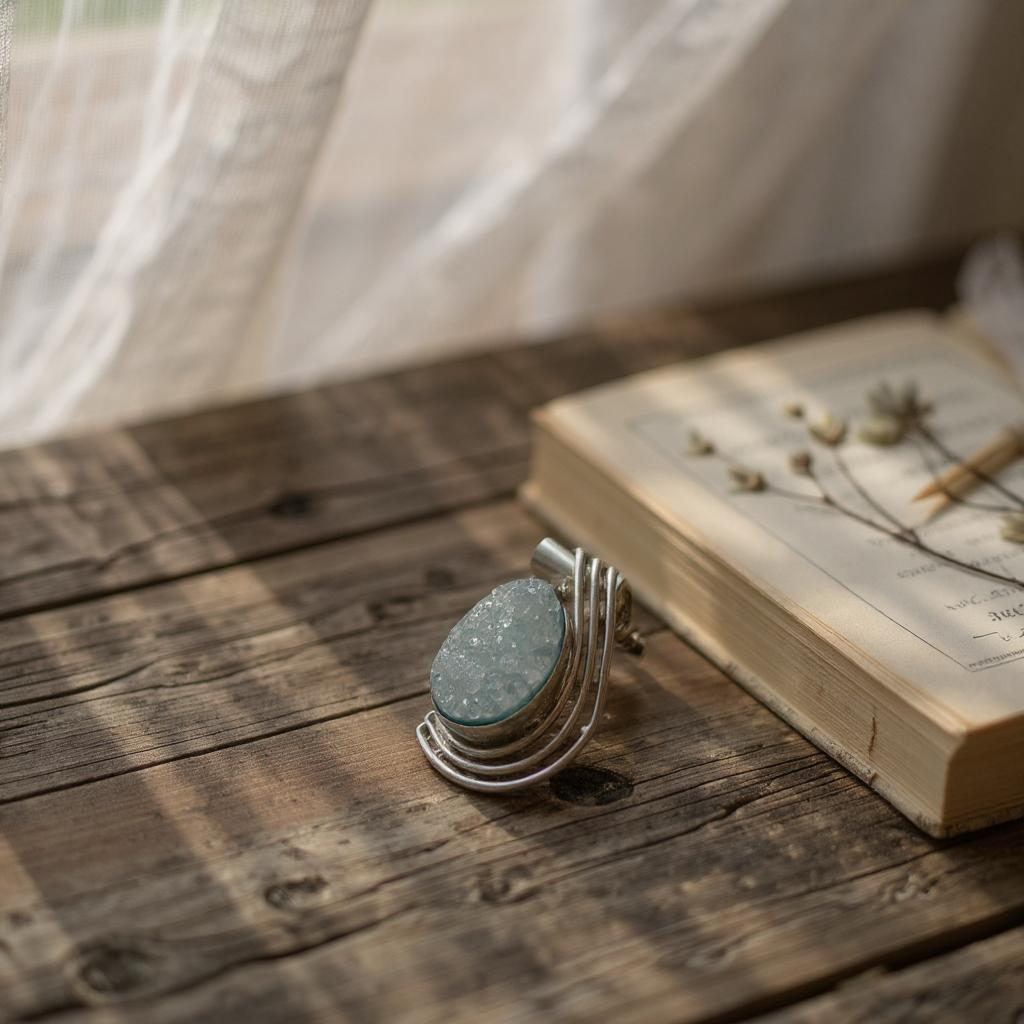 Colgante Elunëa Plata 925 | Drusa de cuarzo con titanio azul - Joyas Velardi