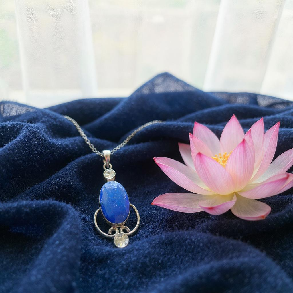 Colgante “Anaraë Lapislázuli y Morganita Plata 925 - Joyas Velardi