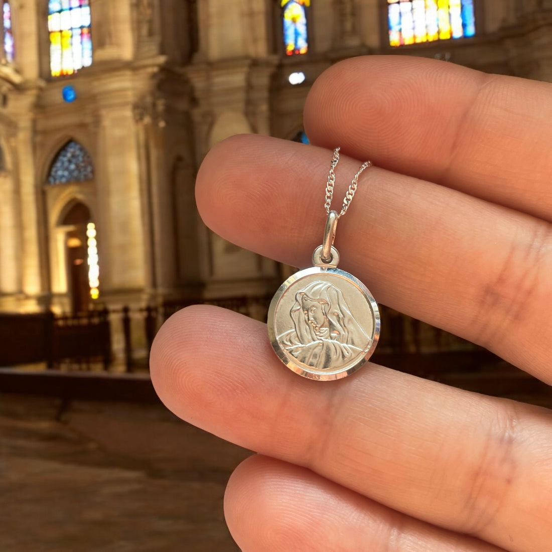 Medalla Virgen Maria Plata 925