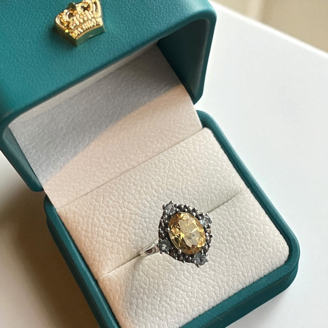 Anillo Thorin - Citrino y Aguamarina Plata 925