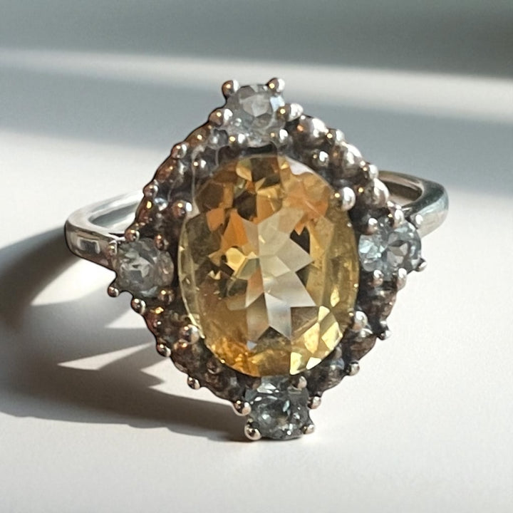 Anillo Thorin - Citrino y Aguamarina Plata 925