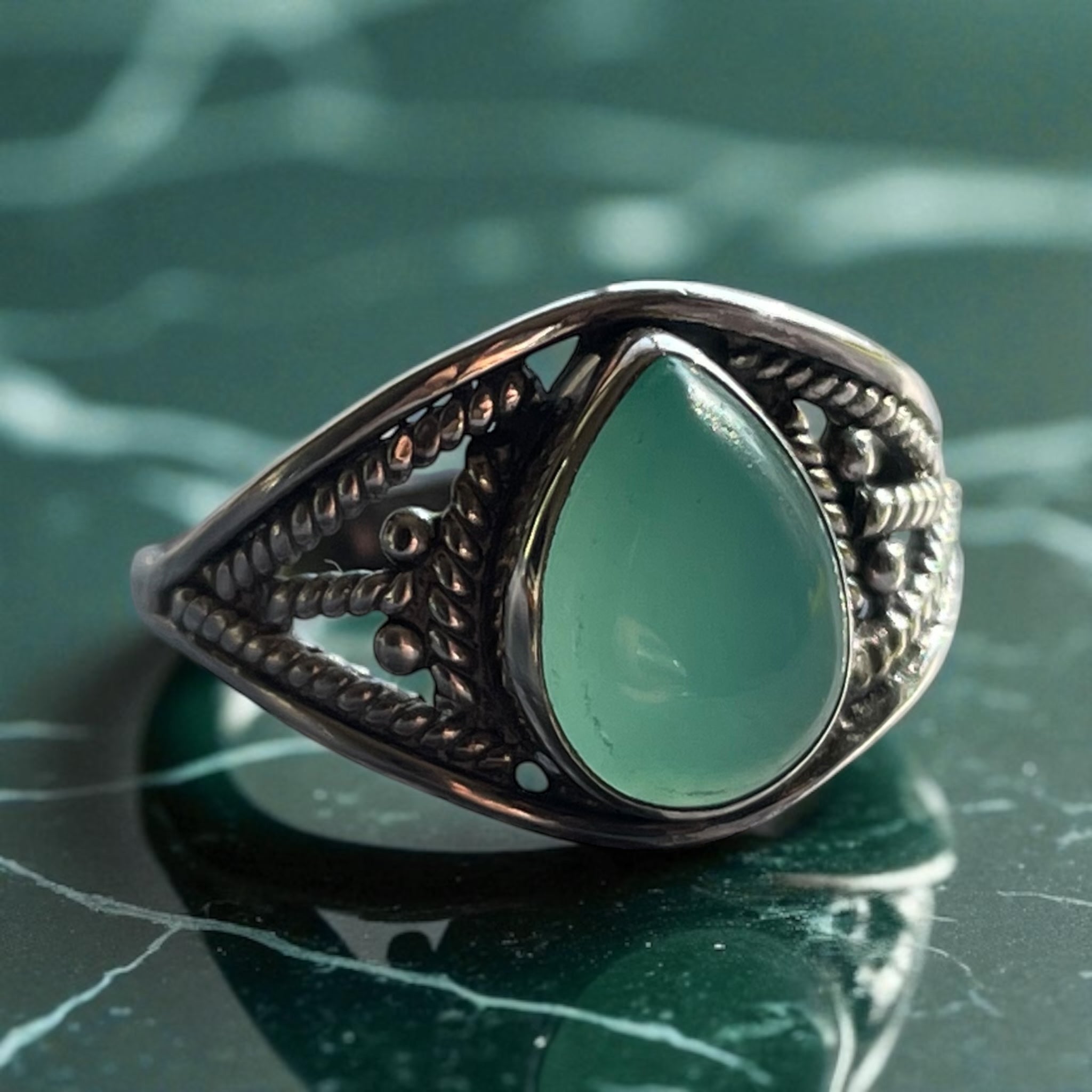 Anillo Crisoprasa natural Plata 925