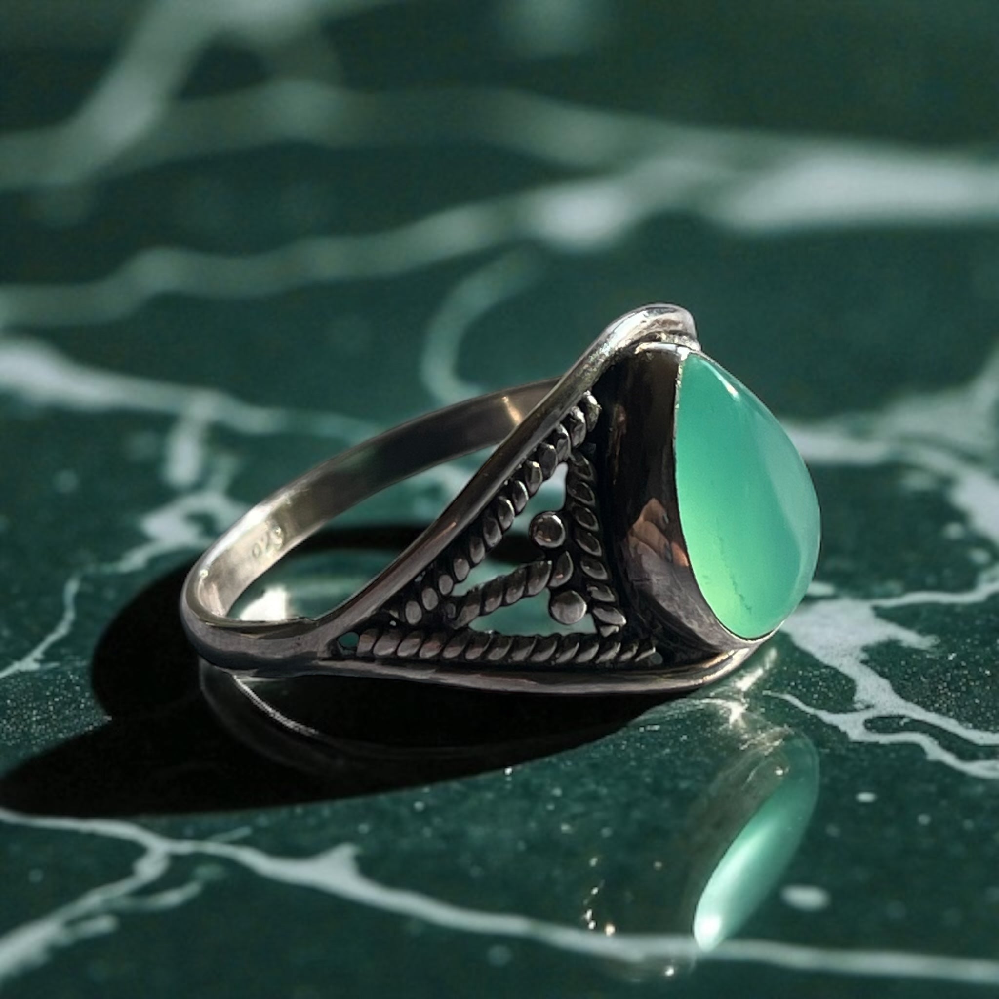 Anillo Crisoprasa natural Plata 925