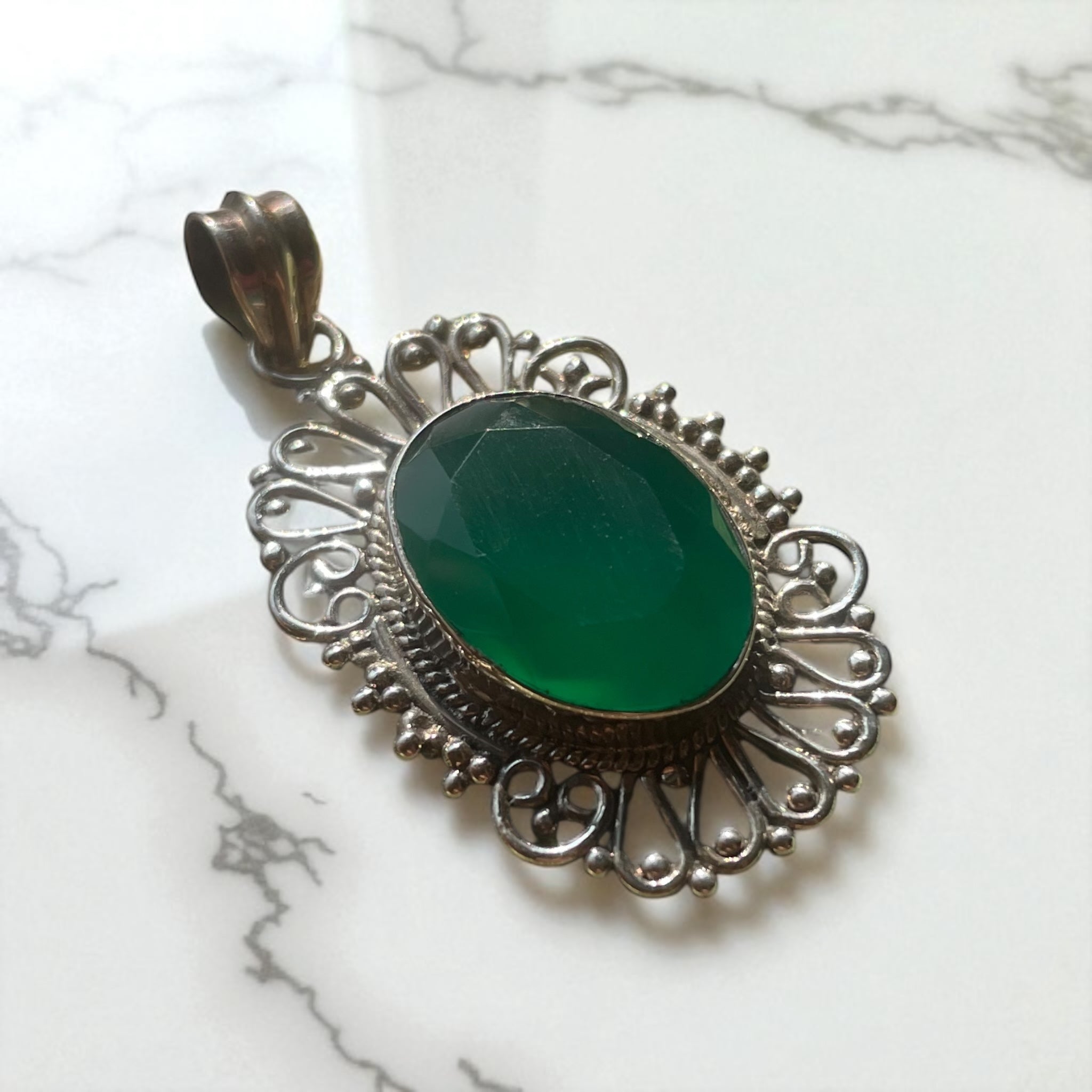 Colgante de ónix verde Plata 925 - Oval Queen