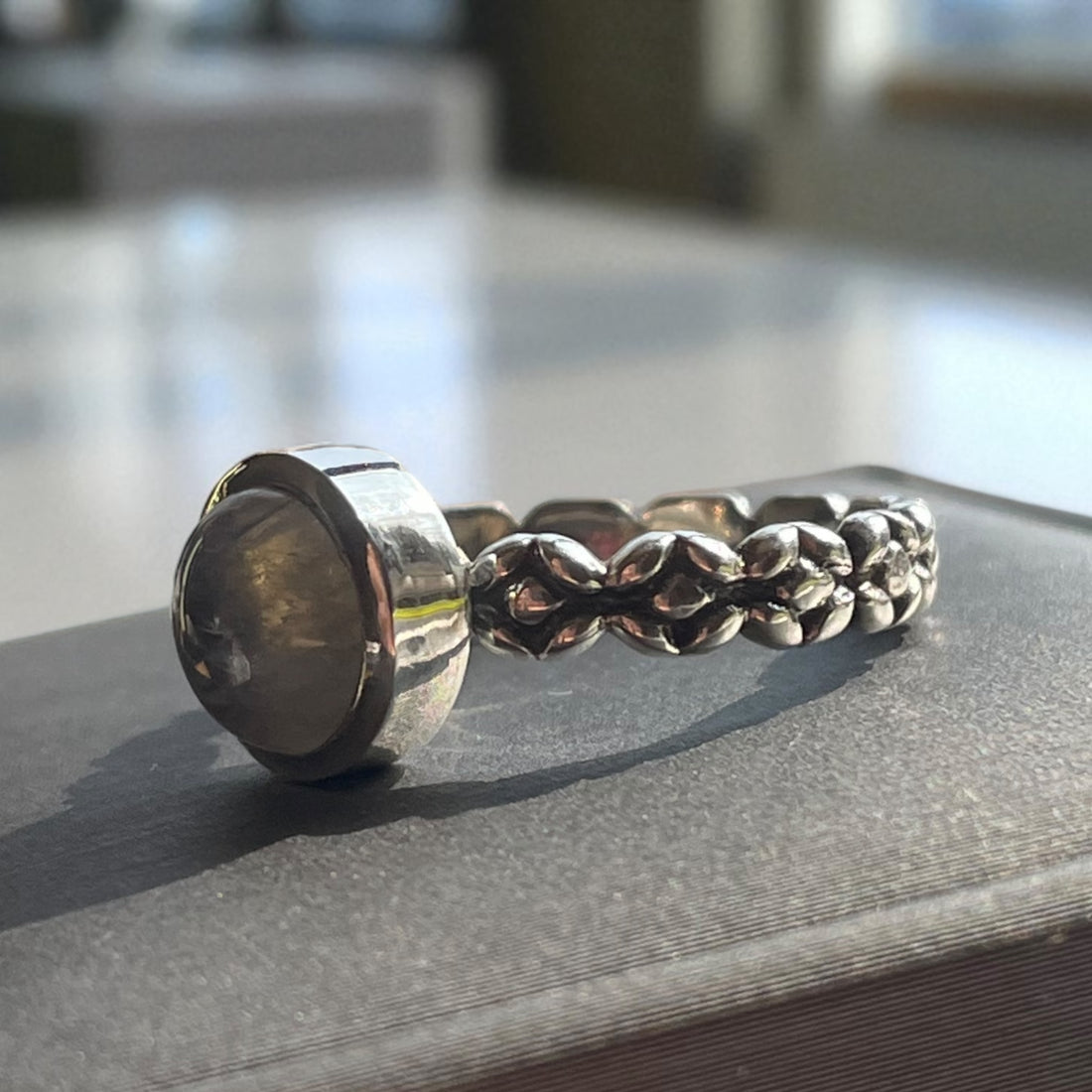 Anillo Piedra Luna Arcoíris de la India Plata 925 - Moonvail