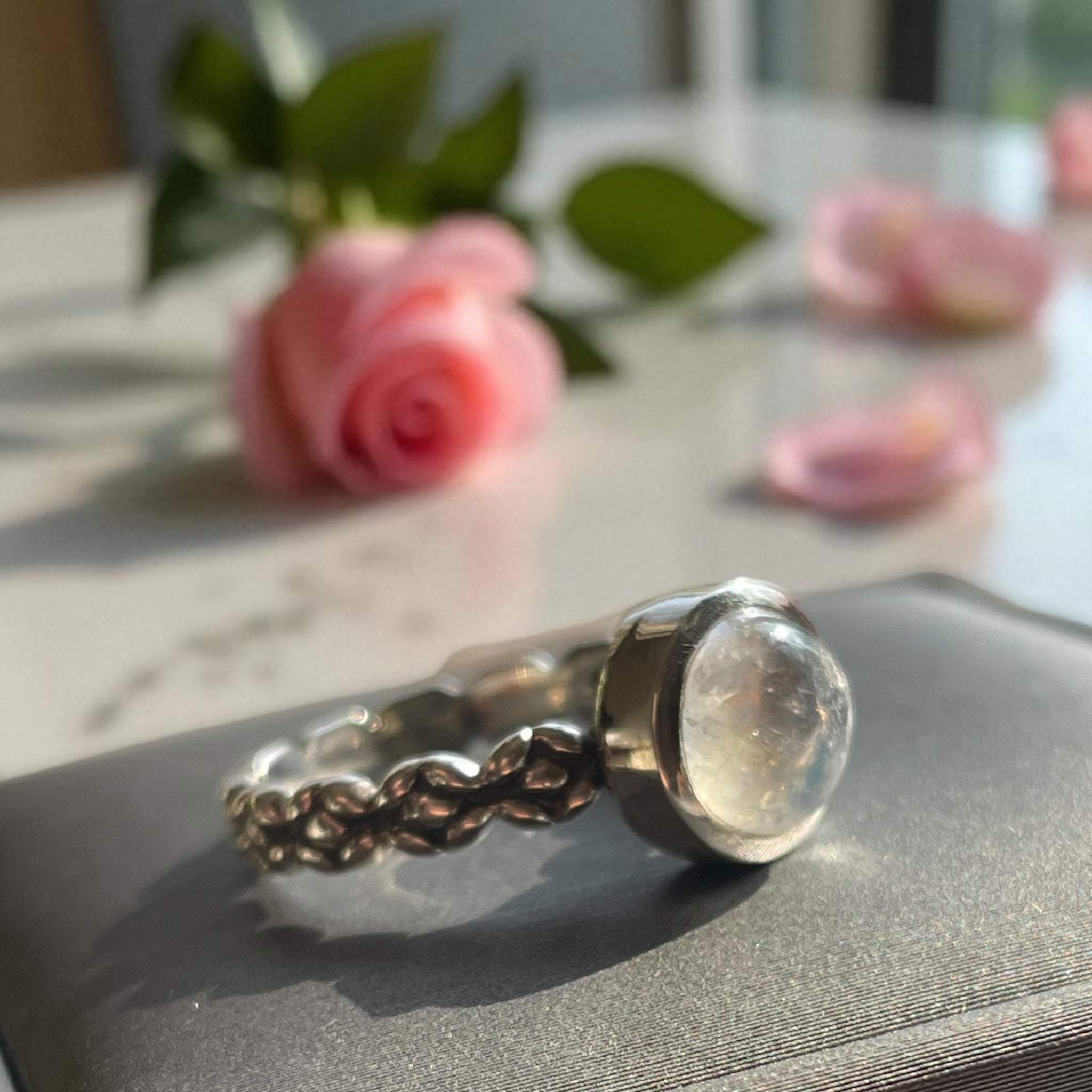 Anillo Piedra Luna Arcoíris de la India Plata 925 - Moonvail