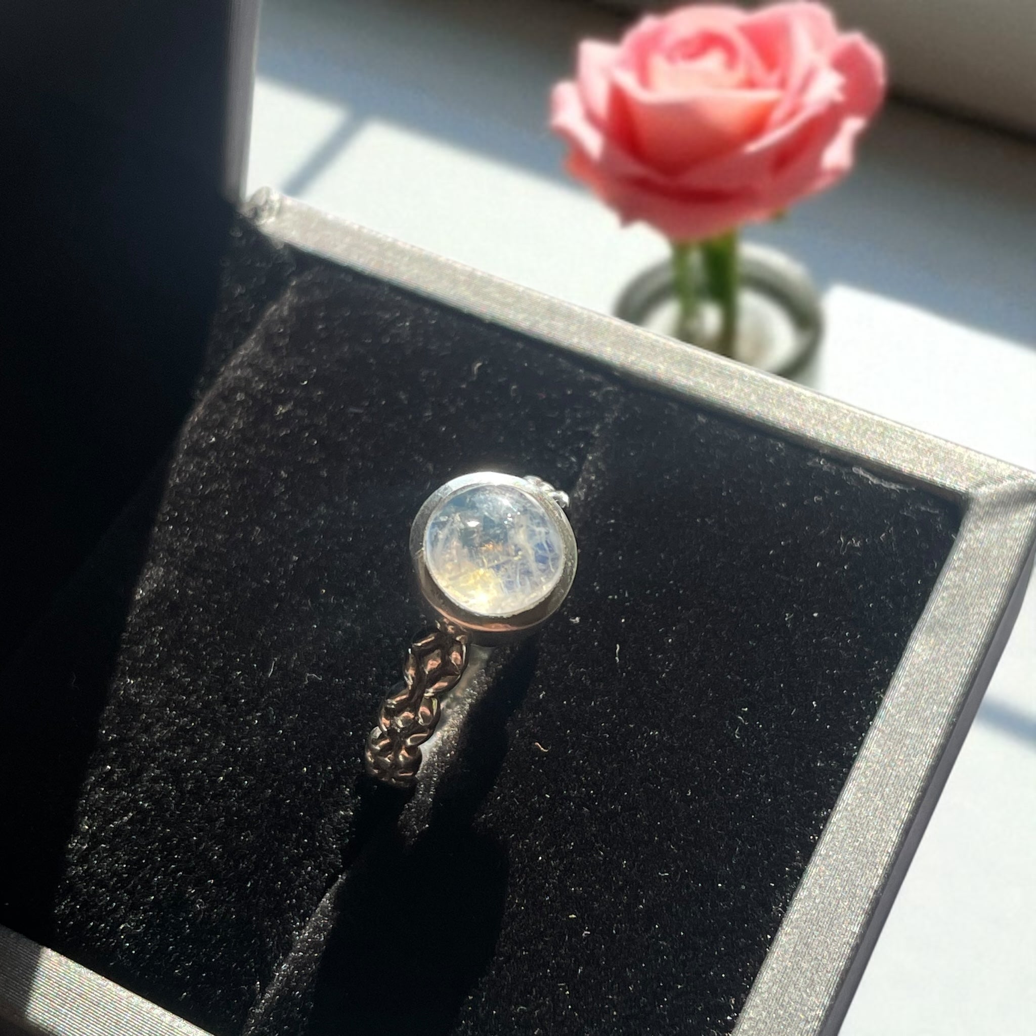 Anillo Piedra Luna Arcoíris de la India Plata 925 - Moonvail