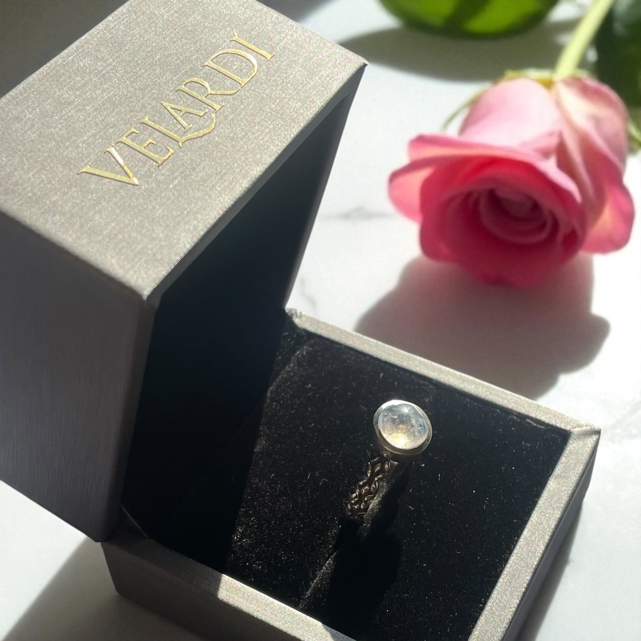 Anillo Piedra Luna Arcoíris de la India Plata 925 - Moonvail