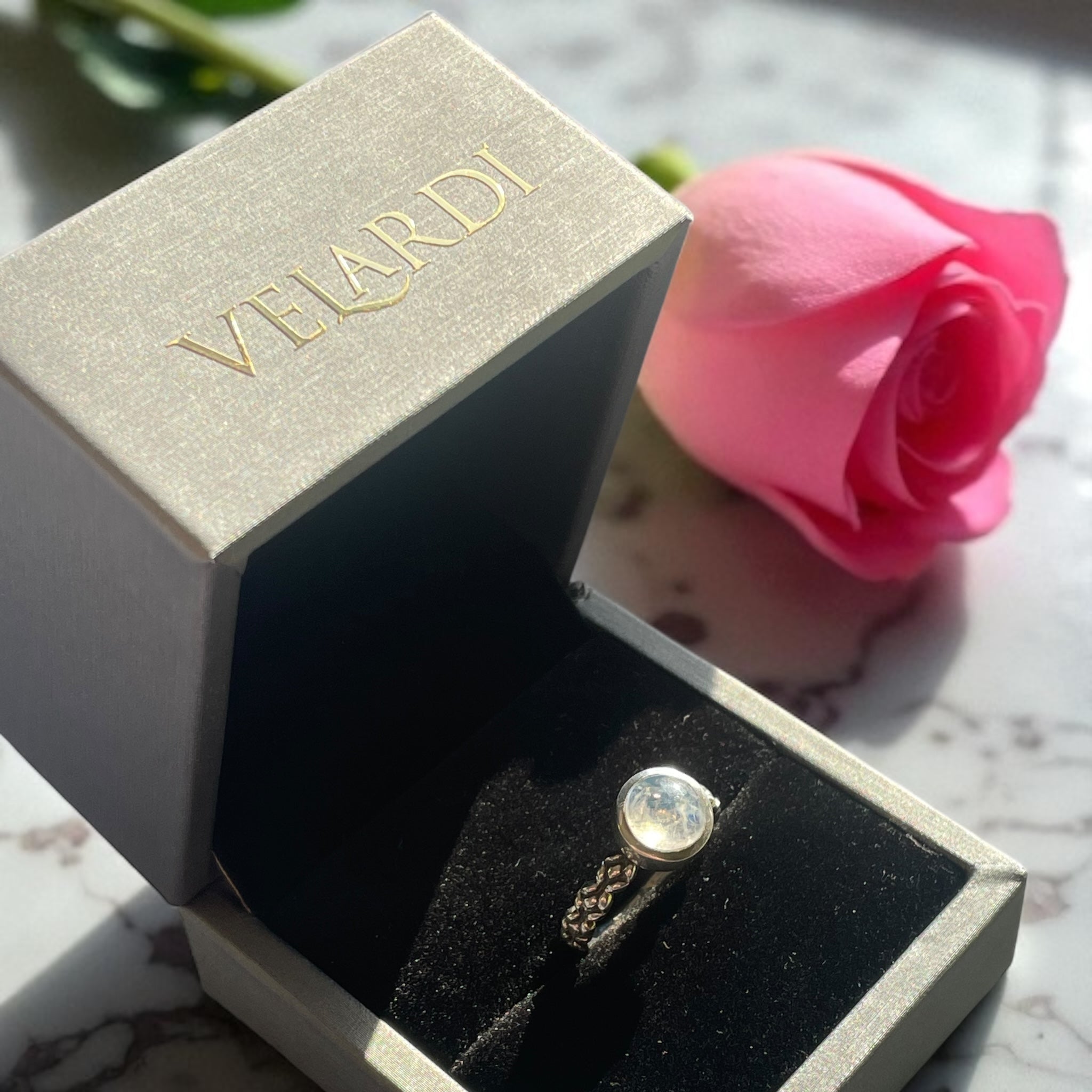 Anillo Piedra Luna Arcoíris de la India Plata 925 - Moonvail