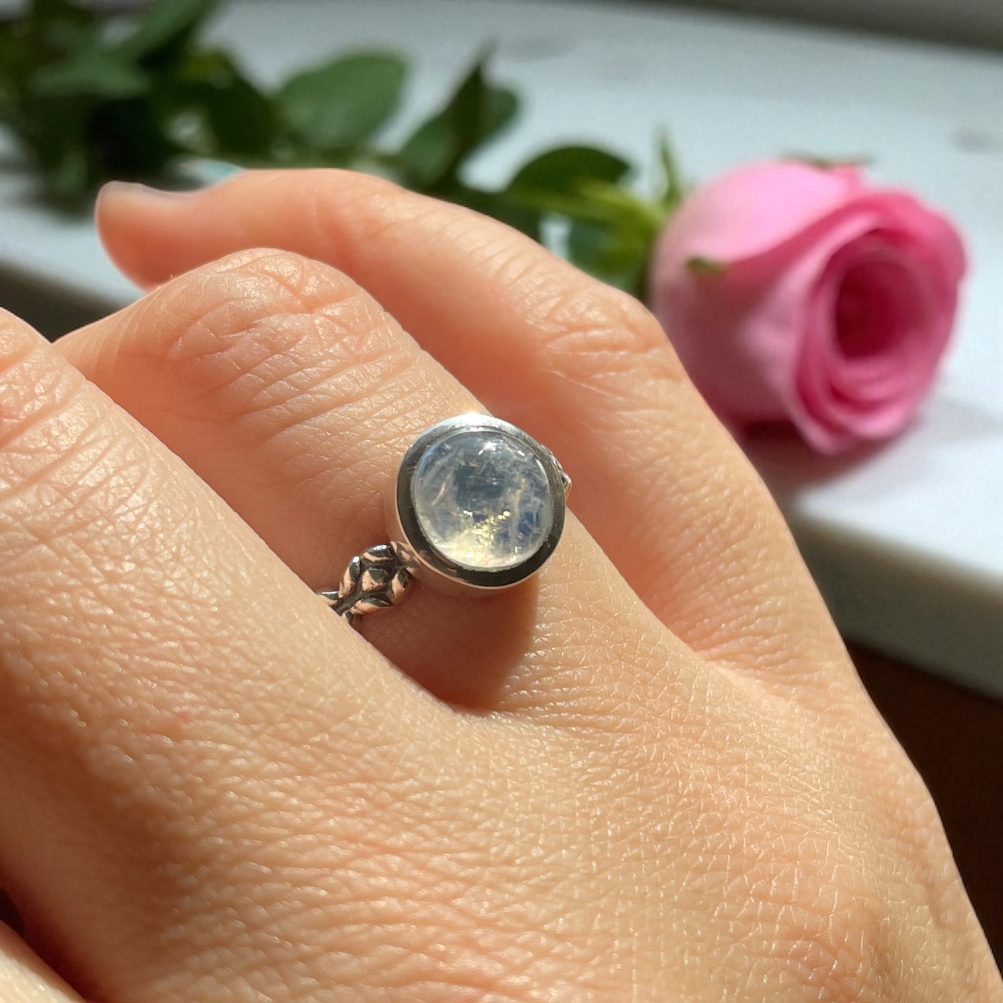 Anillo Piedra Luna Arcoíris de la India Plata 925 - Moonvail