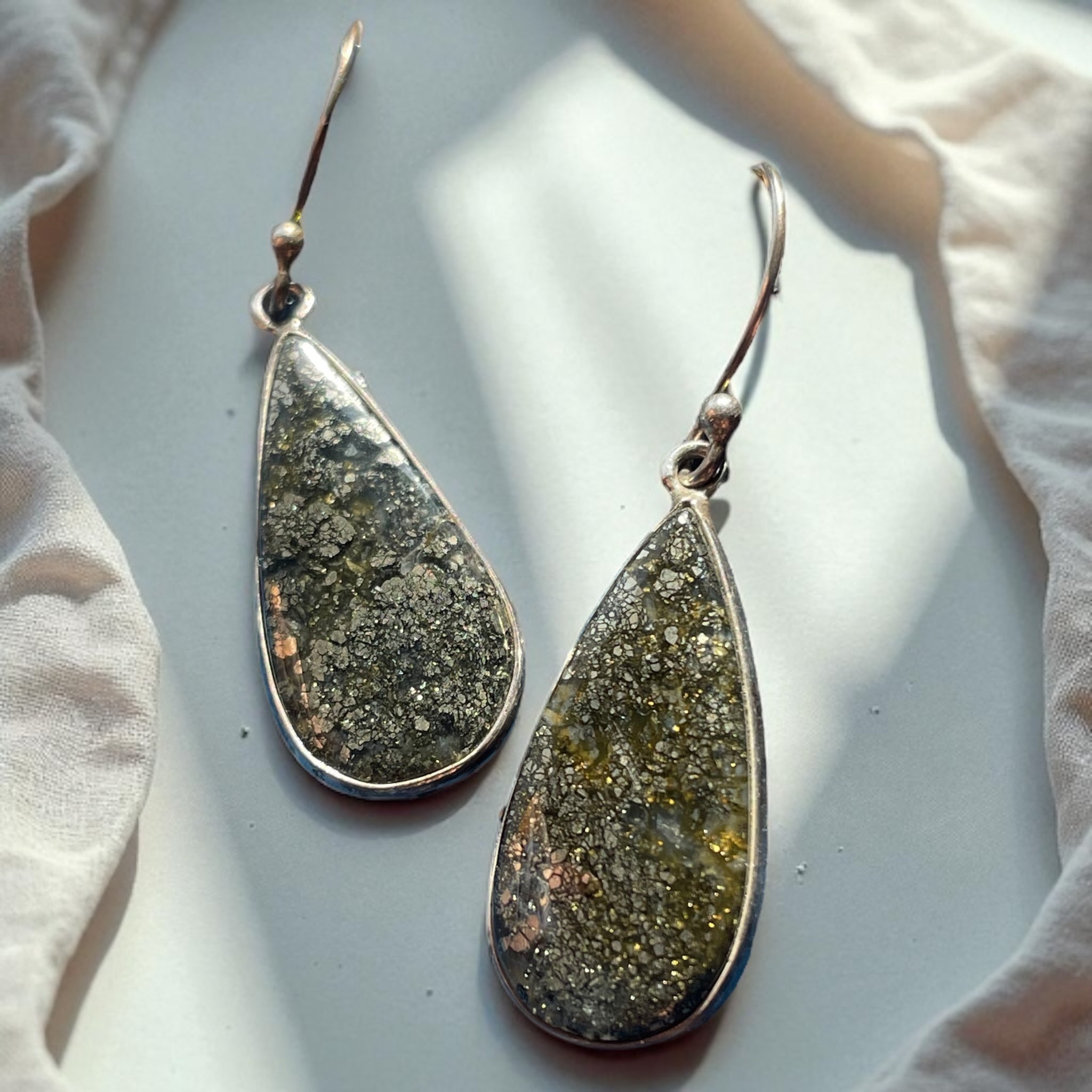 Aros Ágata nipomo marcasita (extremadamente rara) california - plata 925