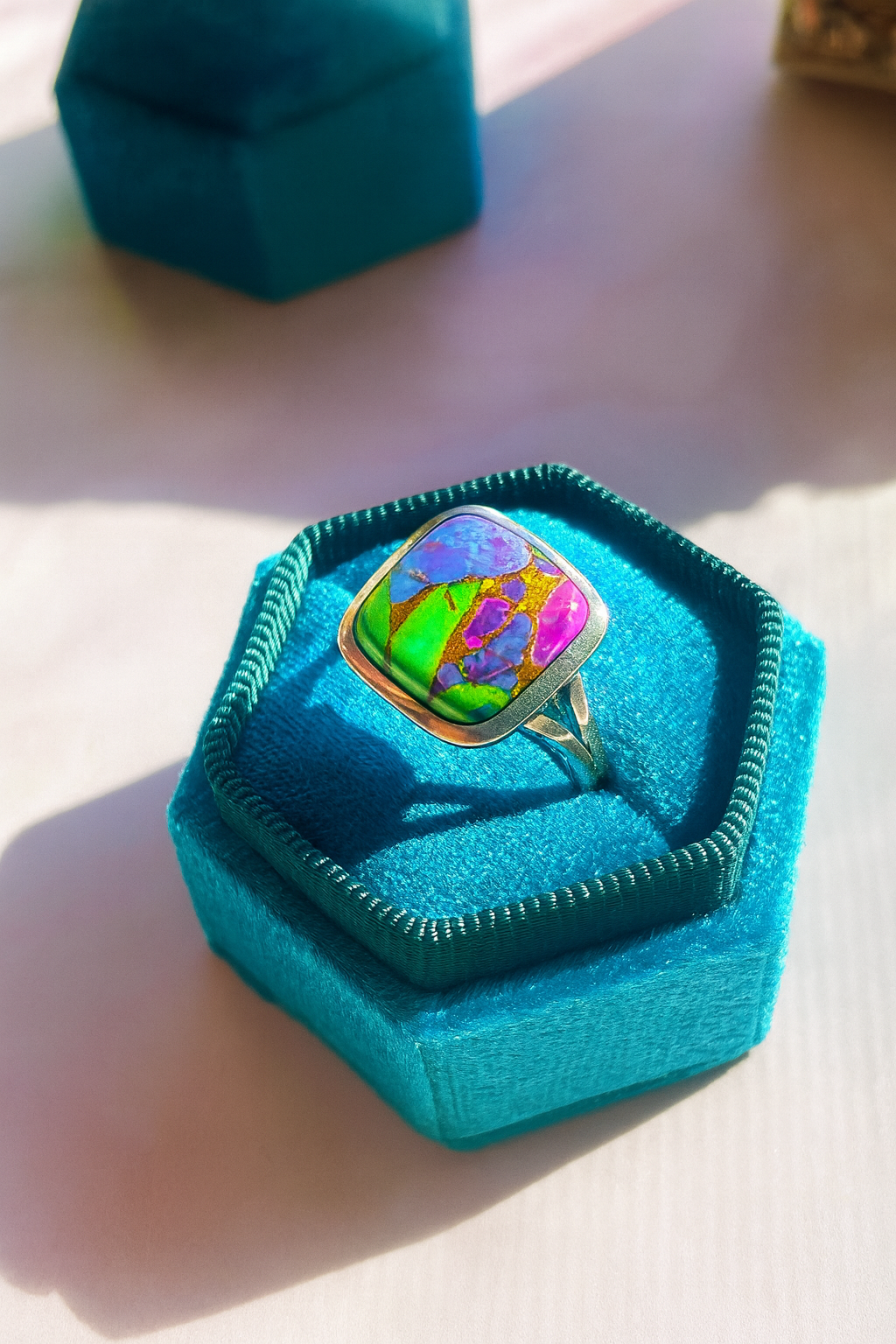 Anillo Turquesa Multicolor de Arizona Plata 925