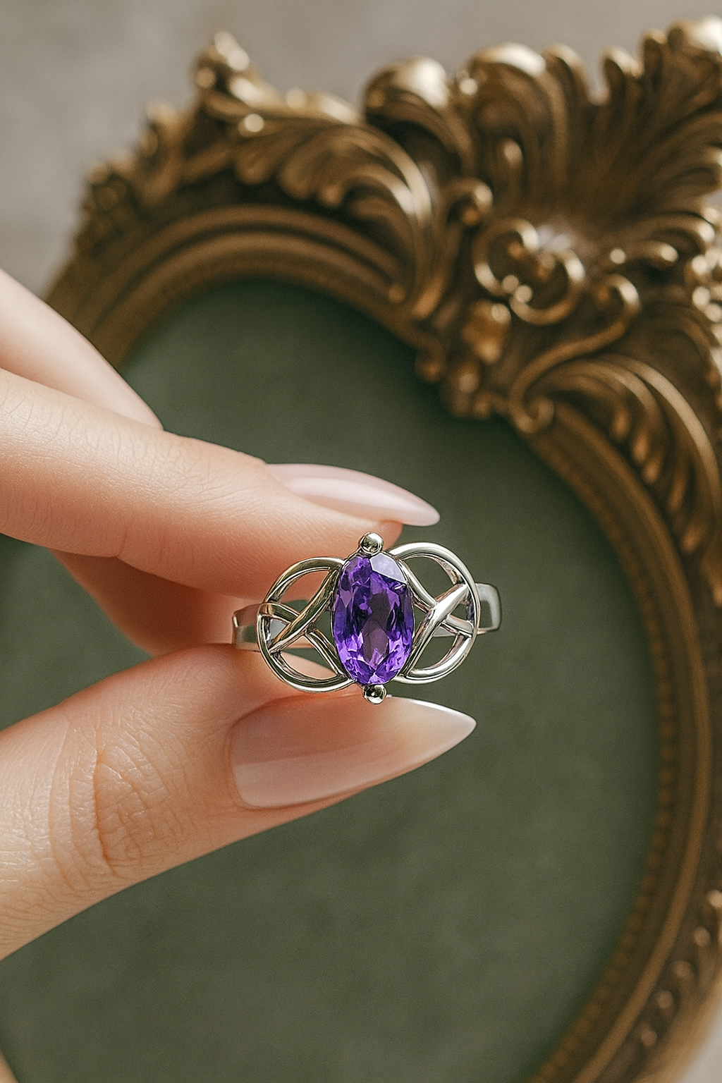 Anillo de Amatista de África y Plata 925 - Celtic