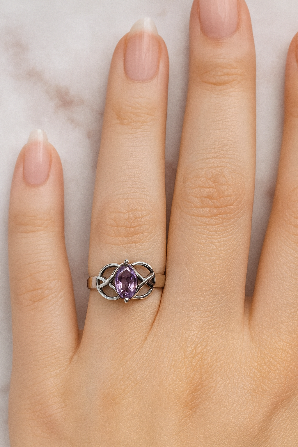 Anillo de Amatista de África y Plata 925 - Celtic