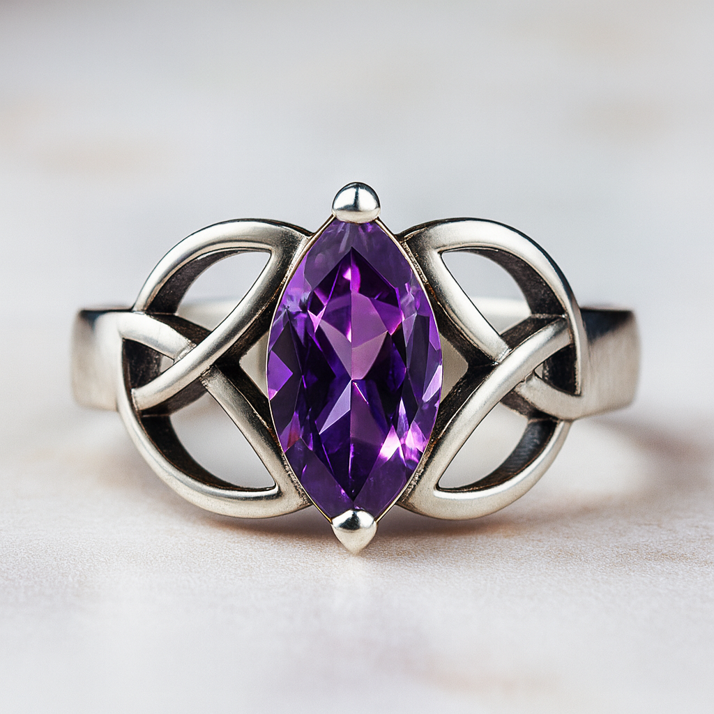 Anillo de Amatista de África y Plata 925 - Celtic